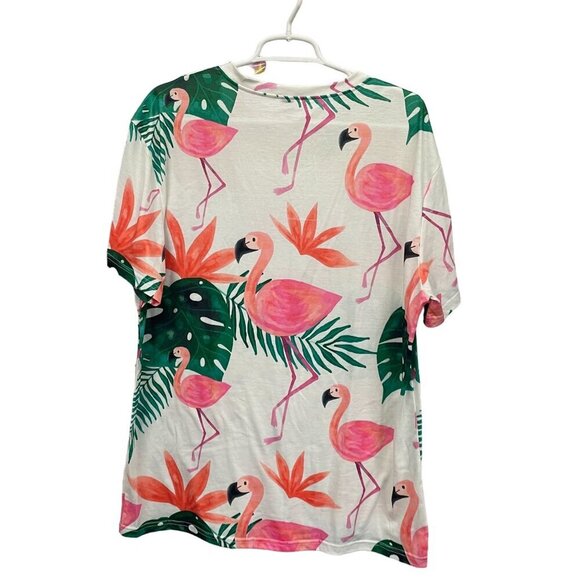 SHEIN Flamingo Print V-Neck T-Shirt 3XL Super Soft - Picture 3 of 3